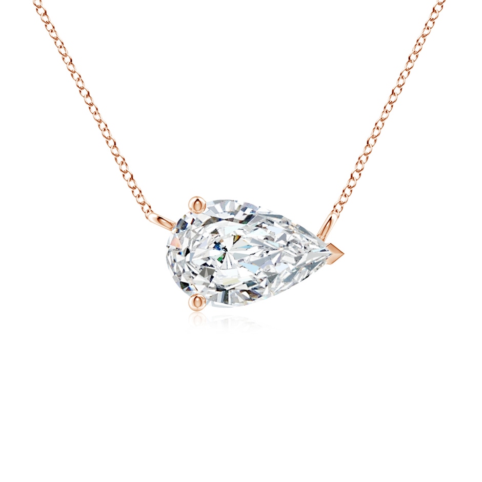 11x7mm FGVS East-West Pear-Shaped Lab-Grown Diamond Solitaire Pendant in Rose Gold 