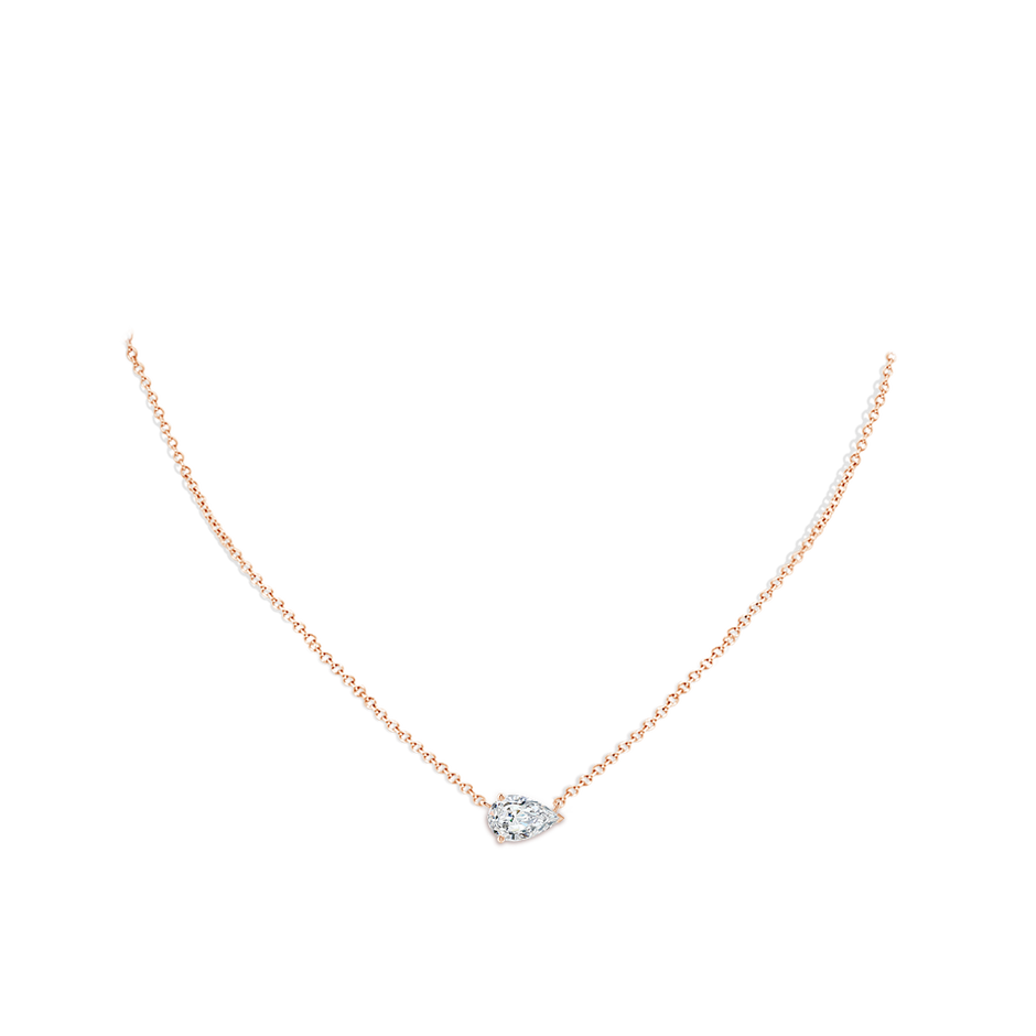 11x7mm FGVS East-West Pear-Shaped Lab-Grown Diamond Solitaire Pendant in Rose Gold pen