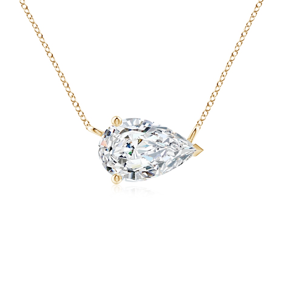 11x7mm FGVS East-West Pear-Shaped Lab-Grown Diamond Solitaire Pendant in Yellow Gold 