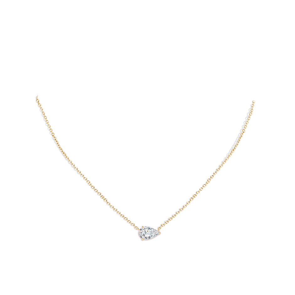11x7mm FGVS East-West Pear-Shaped Lab-Grown Diamond Solitaire Pendant in Yellow Gold pen