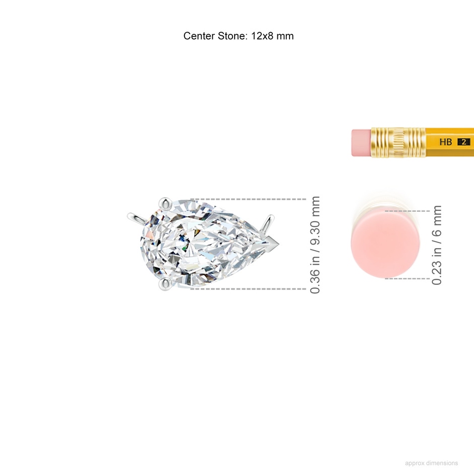 12x8mm FGVS East-West Pear-Shaped Lab-Grown Diamond Solitaire Pendant in White Gold ruler