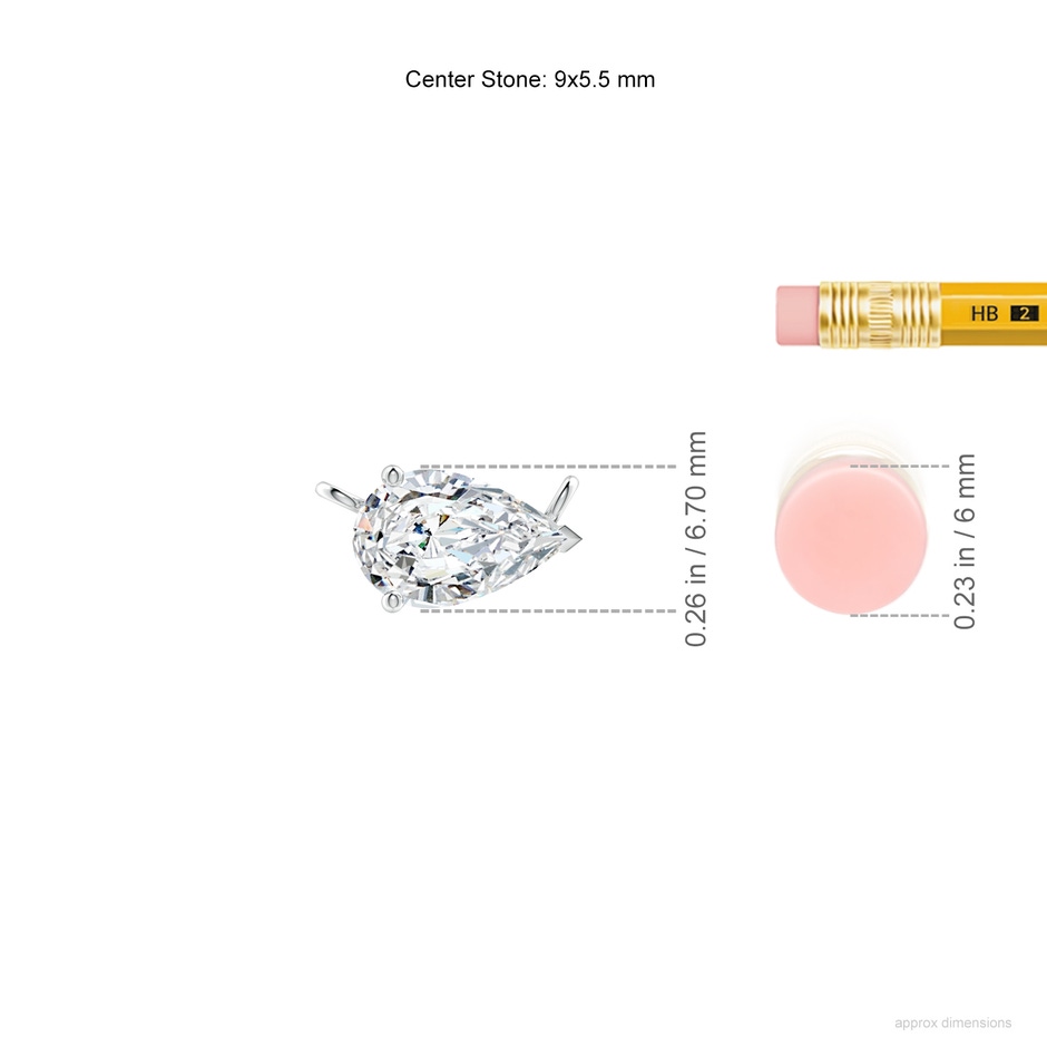 9x5.5mm FGVS East-West Pear-Shaped Lab-Grown Diamond Solitaire Pendant in White Gold ruler