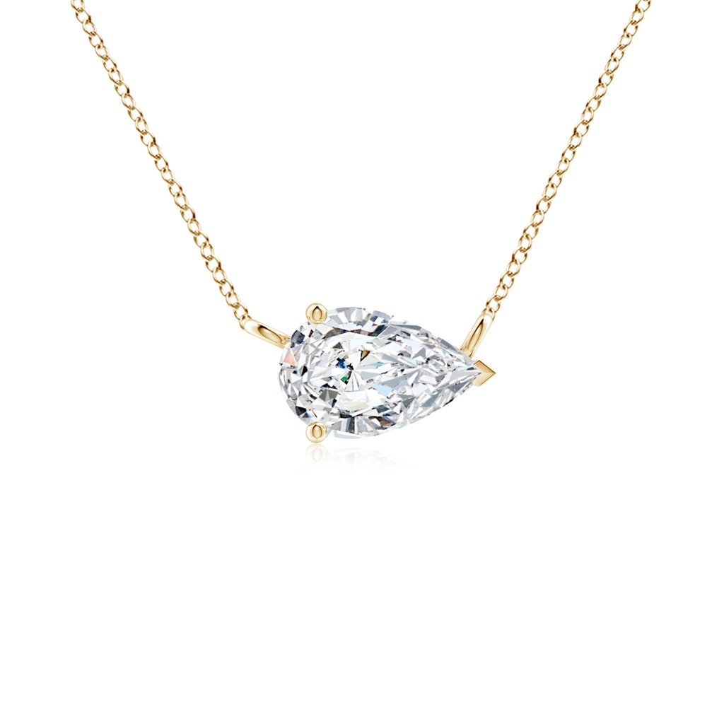 9x5.5mm FGVS Lab-Grown East-West Pear-Shaped Diamond Solitaire Pendant in Yellow Gold