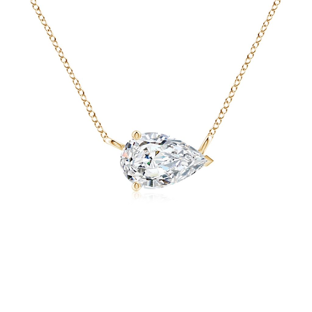 9x5.5mm FGVS East-West Pear-Shaped Lab-Grown Diamond Solitaire Pendant in Yellow Gold