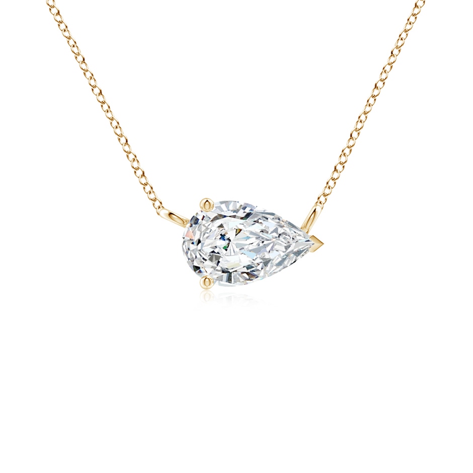 9x5.5mm FGVS East-West Pear-Shaped Lab-Grown Diamond Solitaire Pendant in Yellow Gold 