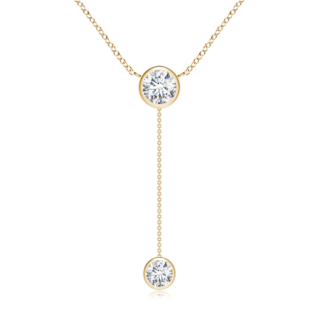6.4mm FGVS Lab-Grown Bezel-Set Round Diamond Lariat Style Necklace in Yellow Gold