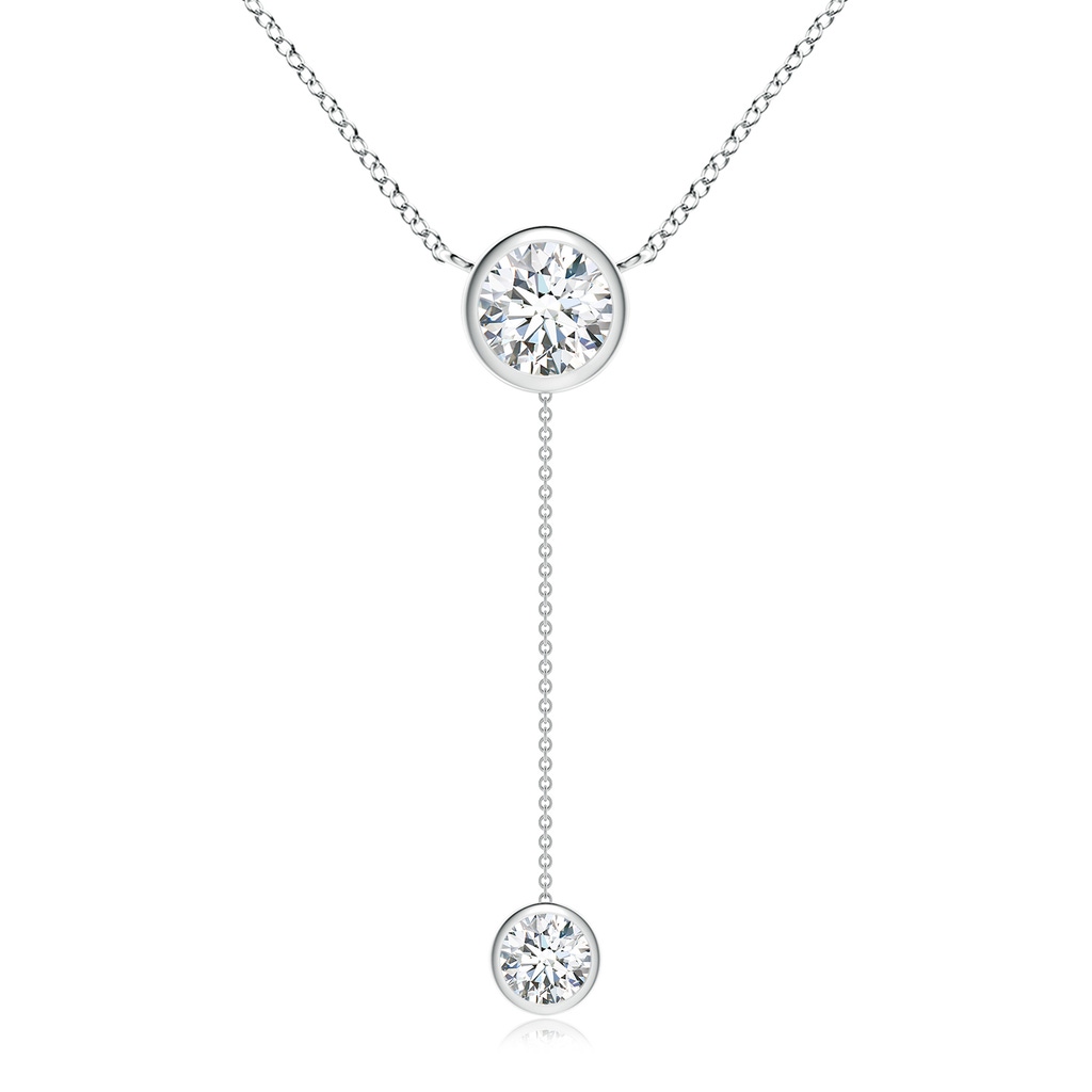 7.4mm FGVS Bezel-Set Round Lab-Grown Diamond Lariat Style Necklace in White Gold