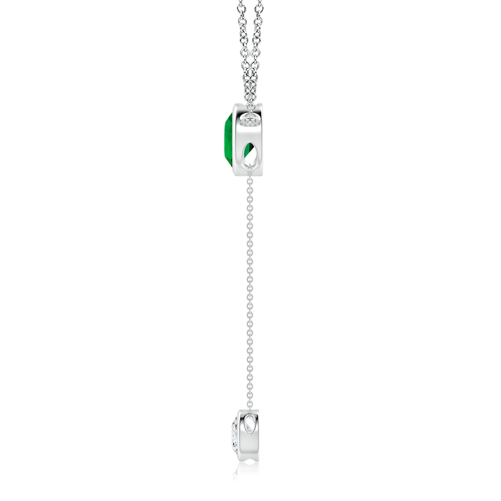 7mm Labgrown Lab-Grown Bezel-Set Round Emerald Lariat Style Necklace in White Gold Side 199