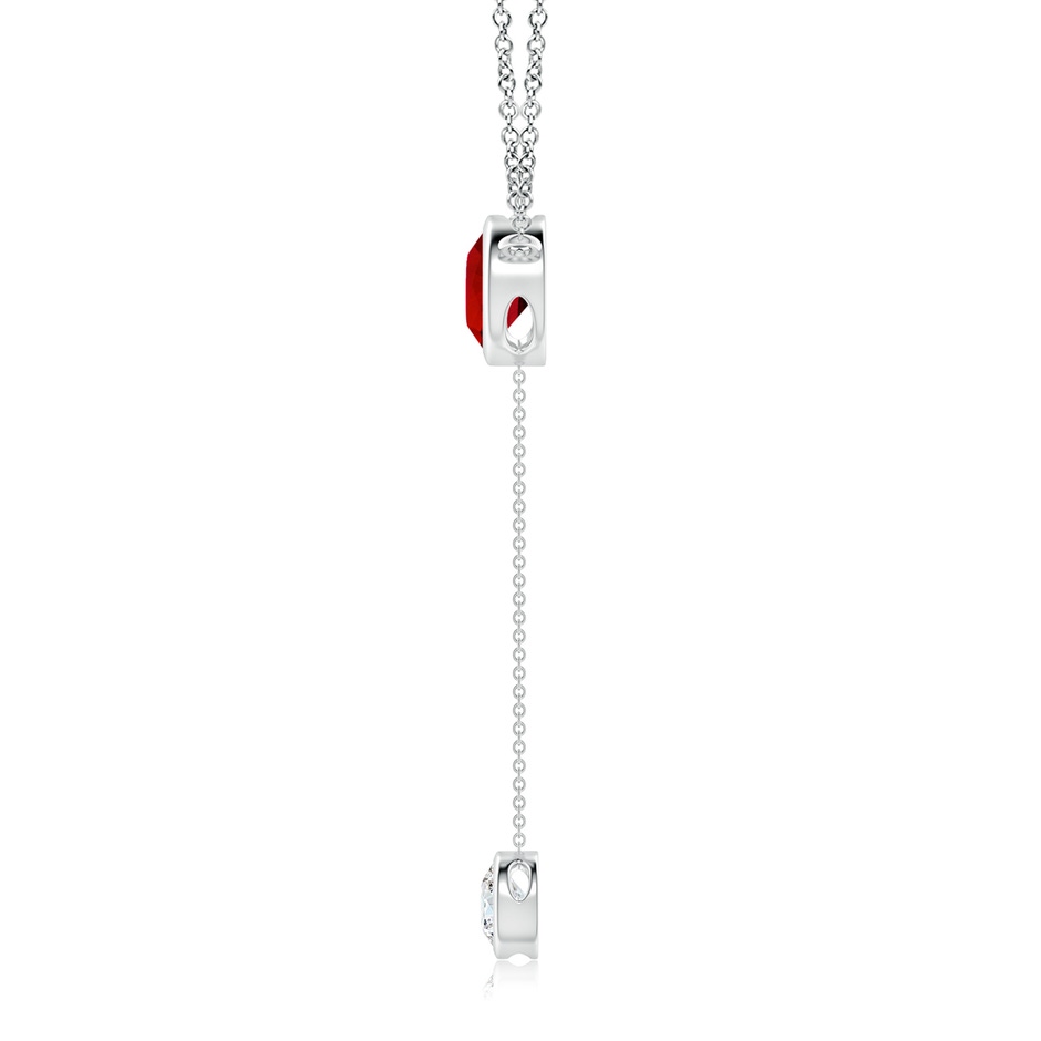 7mm Labgrown Lab-Grown Bezel-Set Round Ruby Lariat Style Necklace in White Gold Side 199