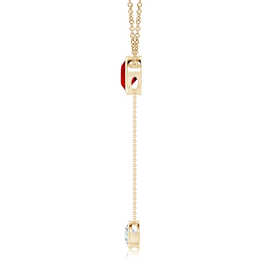 7mm Labgrown Lab-Grown Bezel-Set Round Ruby Lariat Style Necklace in Yellow Gold Side 199