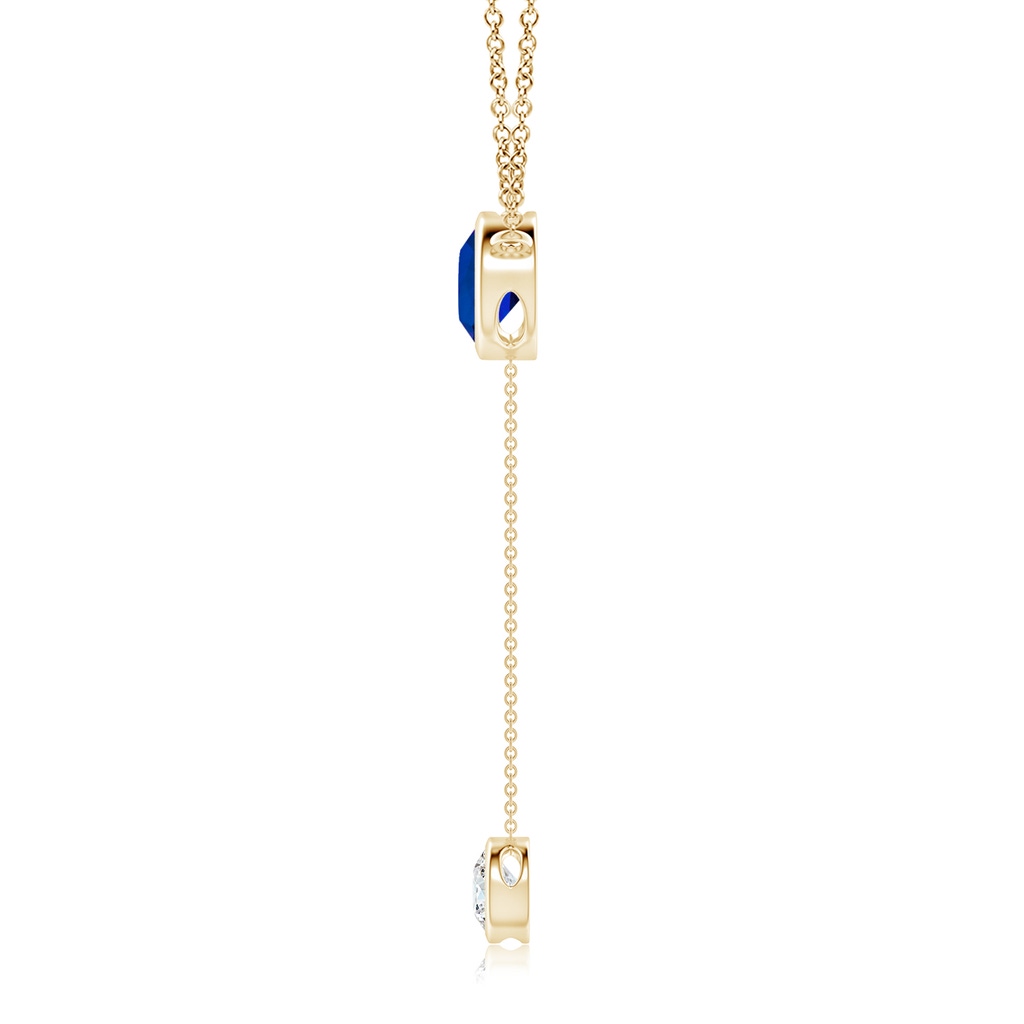 7mm Labgrown Lab-Grown Bezel-Set Round Blue Sapphire Lariat Style Necklace in Yellow Gold Side 199