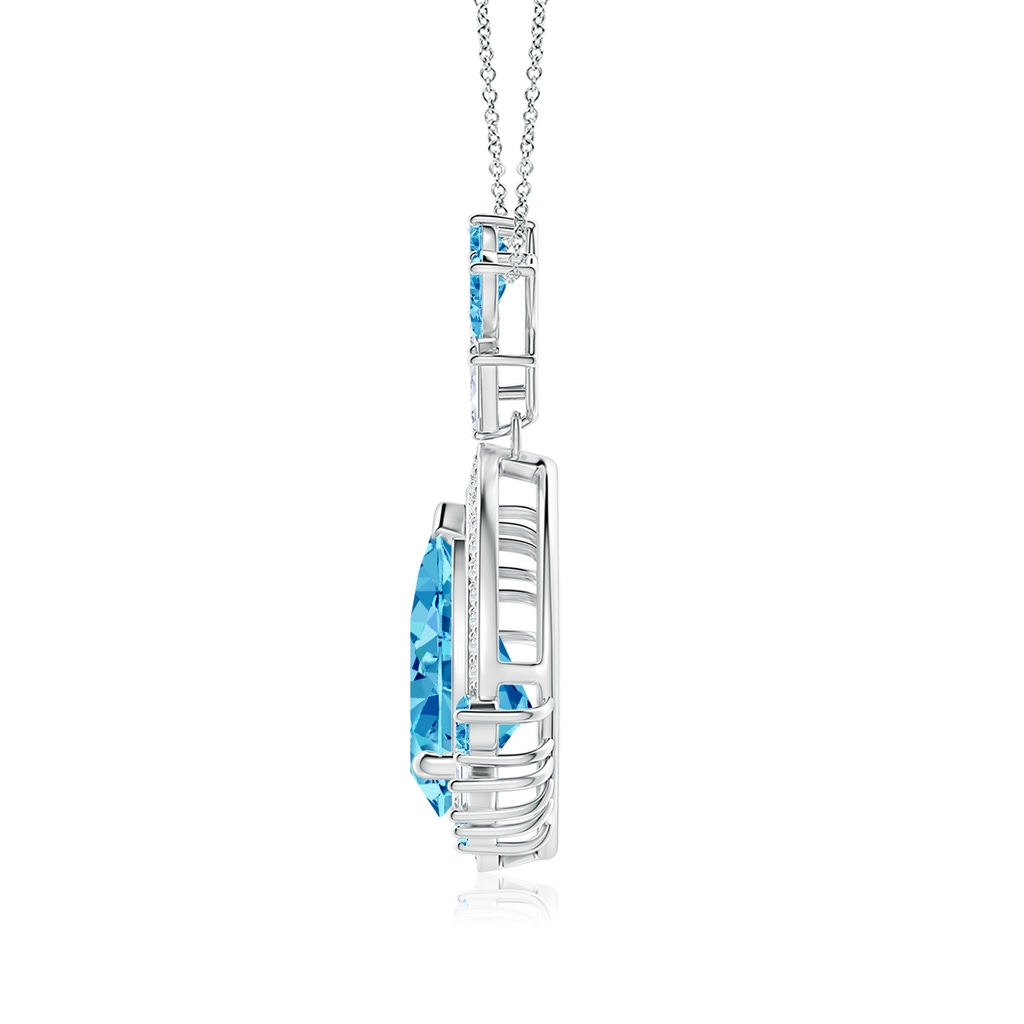 15x9mm Labgrown Aurora Pear Lab-Grown Fancy Intense Blue Diamond Halo Dangle Pendant in 18K White Gold - side 199