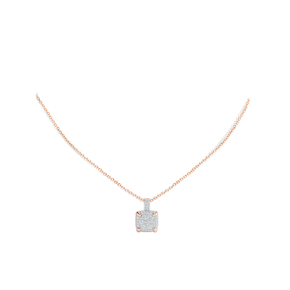 2.2mm FGVS Claw Prong Lab-Grown Diamond Cluster Cushion Pendant in Rose Gold pen