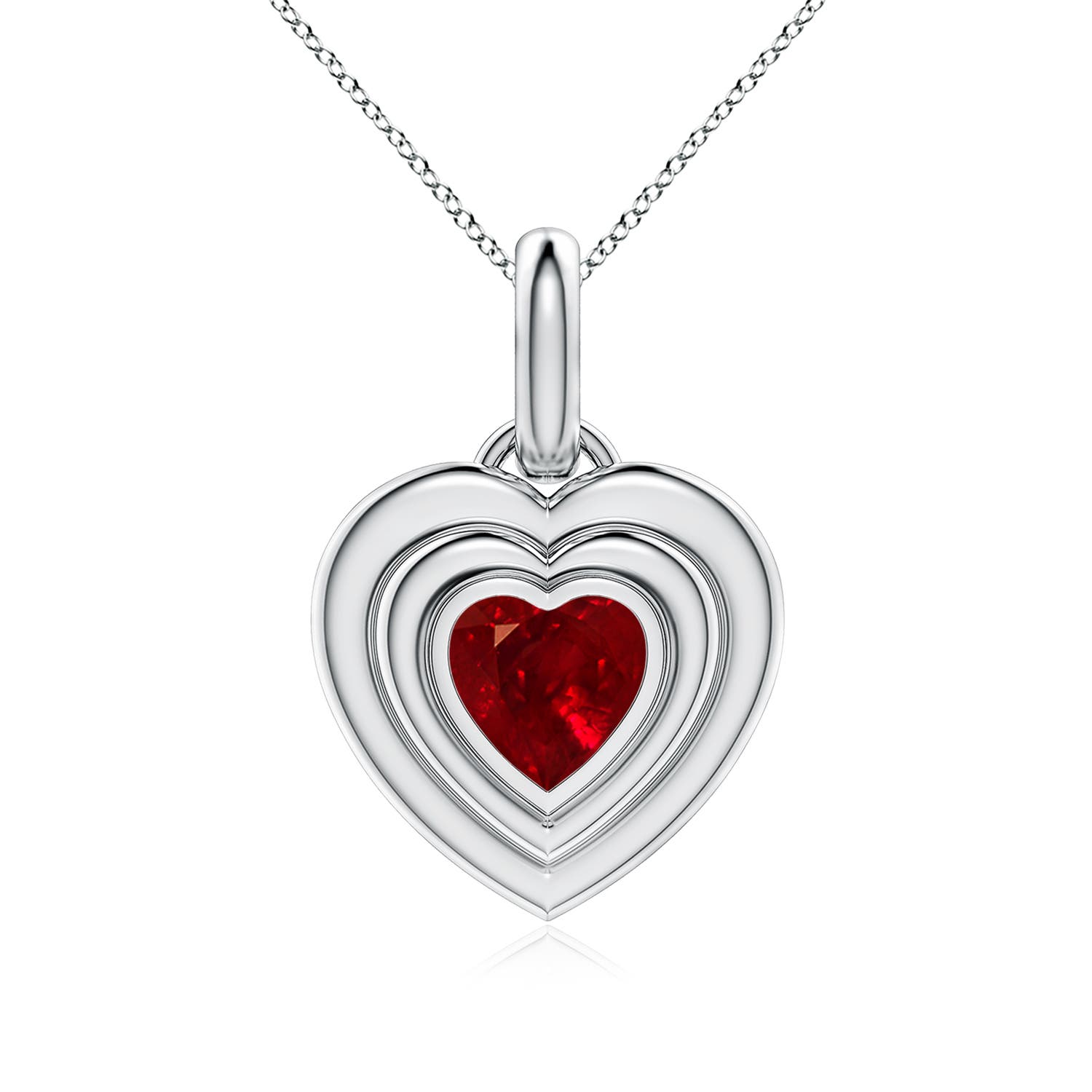 Heart Lab Grown Ruby Solitaire Necklaces & Pendants