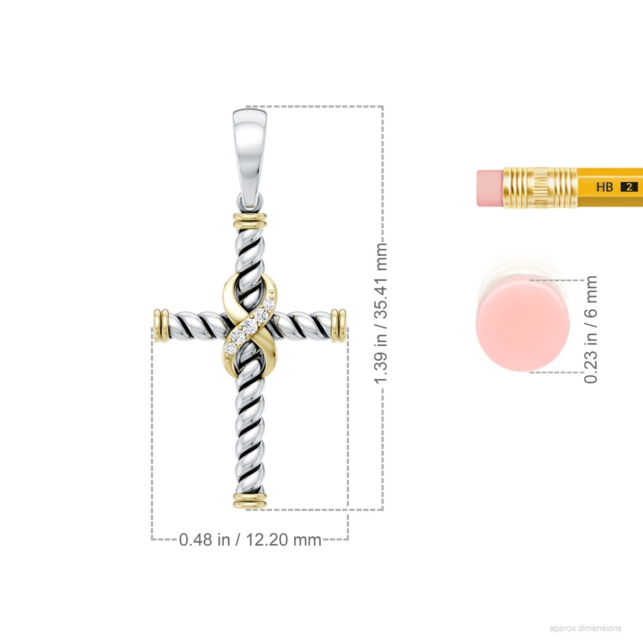 1mm FGVS Oxidized Sterling Silver and 18K Yellow Gold Lab-Grown Diamond Infinity Cross Pendant in  Sterling Silver & 18K Yellow Gold ruler