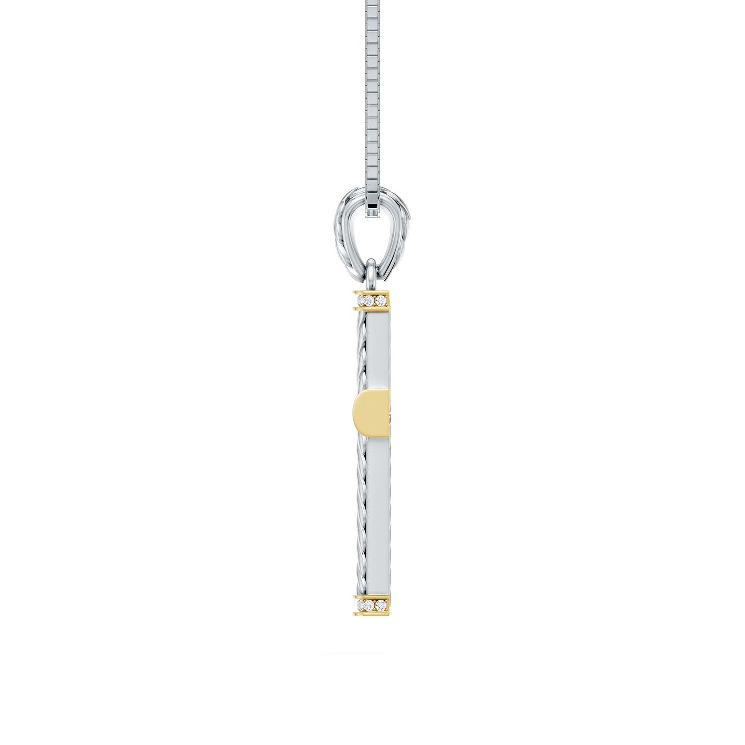1mm FGVS Oxidized Sterling Silver and 18CT Yellow Gold Lab-Grown Diamond Cross Pendant in  Sterling Silver & 18CT Yellow Gold - side 3