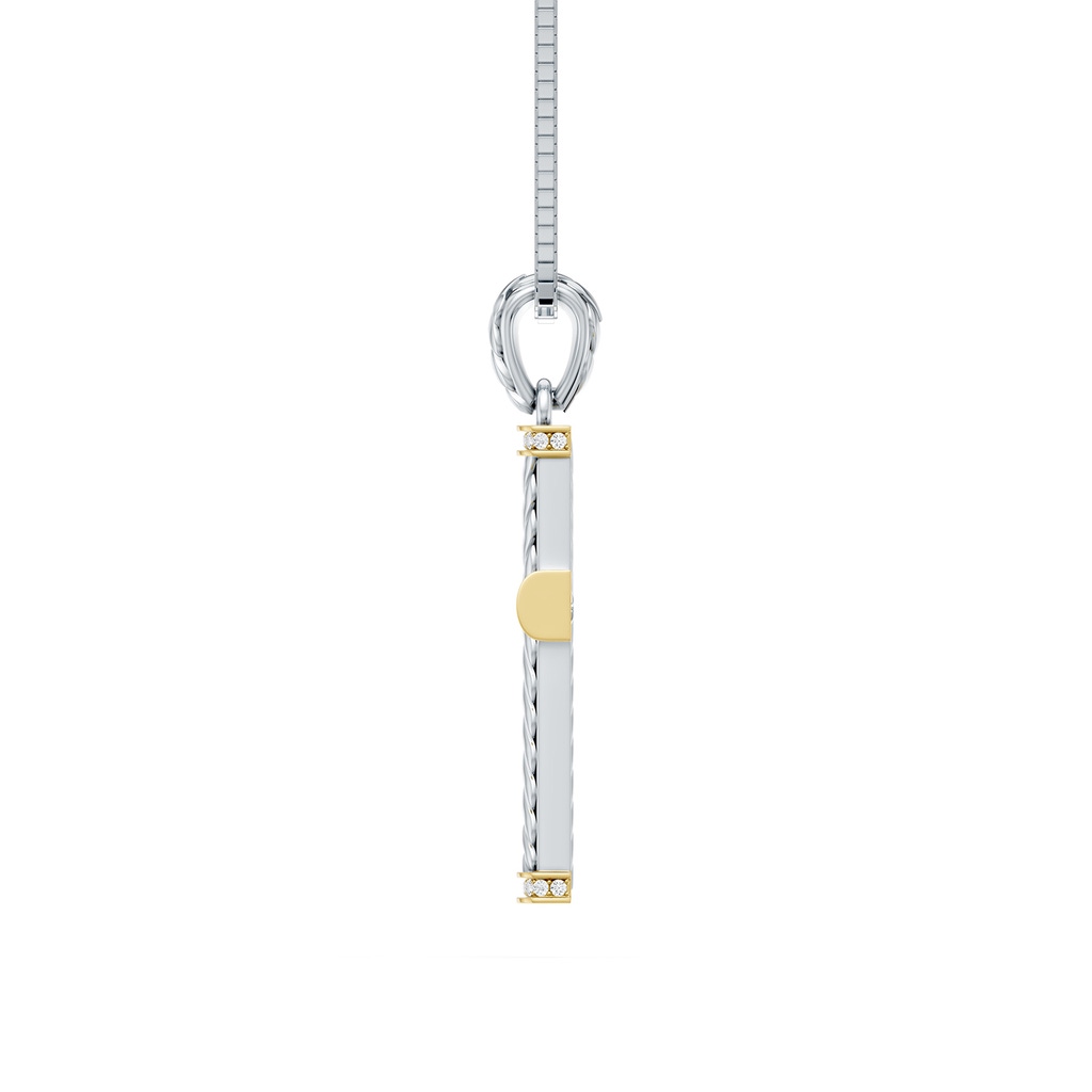 1mm FGVS Oxidized Sterling Silver and 18K Yellow Gold Lab-Grown Diamond Cross Pendant in  Sterling Silver & 18K Yellow Gold - side 199