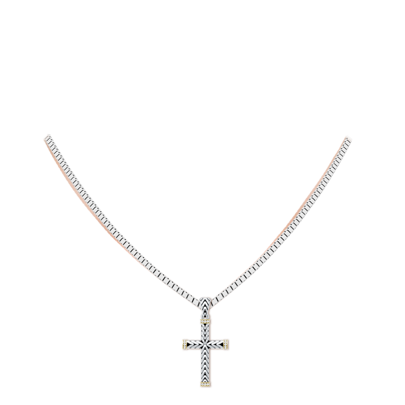 Oxidized Sterling Silver and 18K Yellow Gold Lab-Grown Diamond