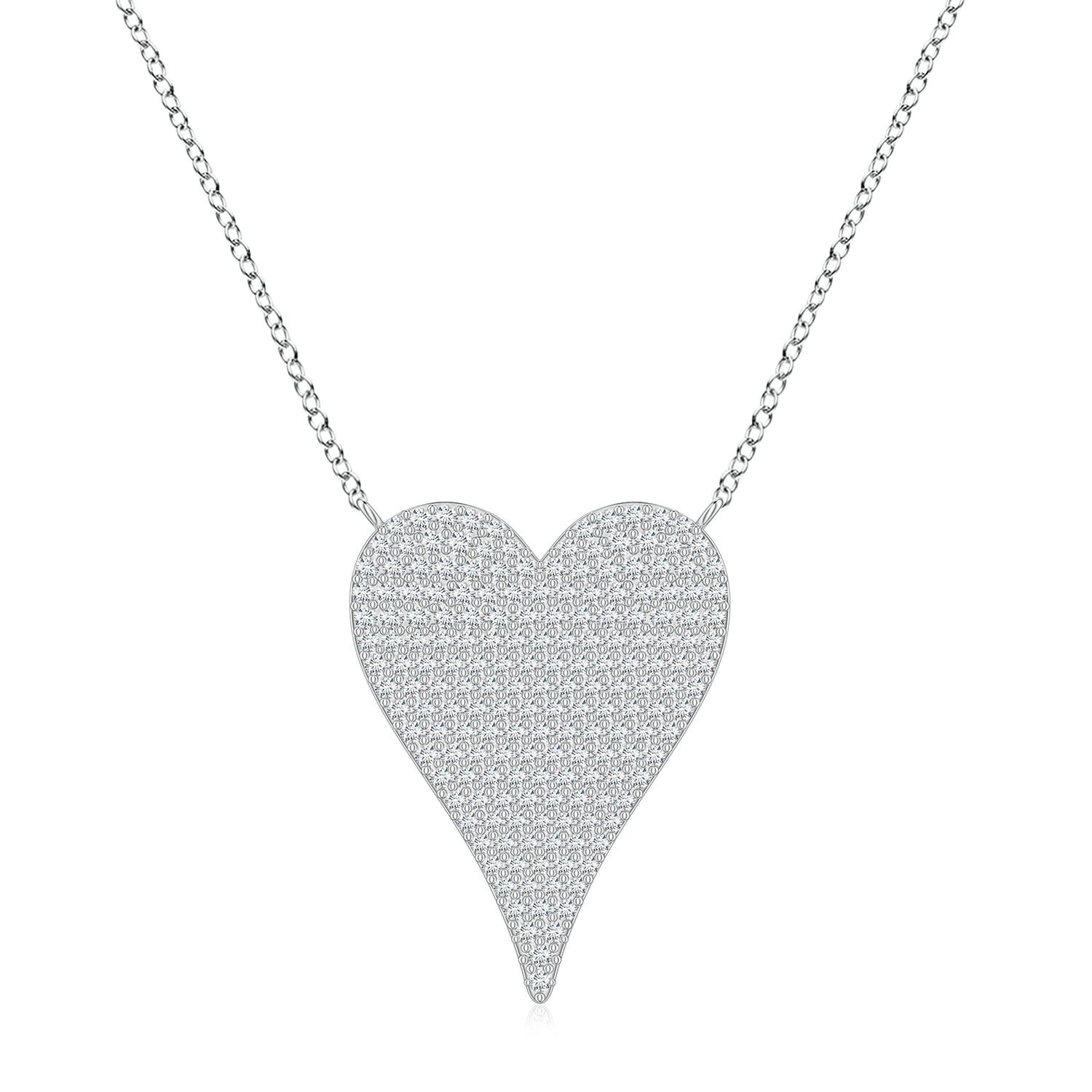 1.2mm FGVS Pavé Lab-Grown Diamond Elongated Heart Pendant in 18K White Gold