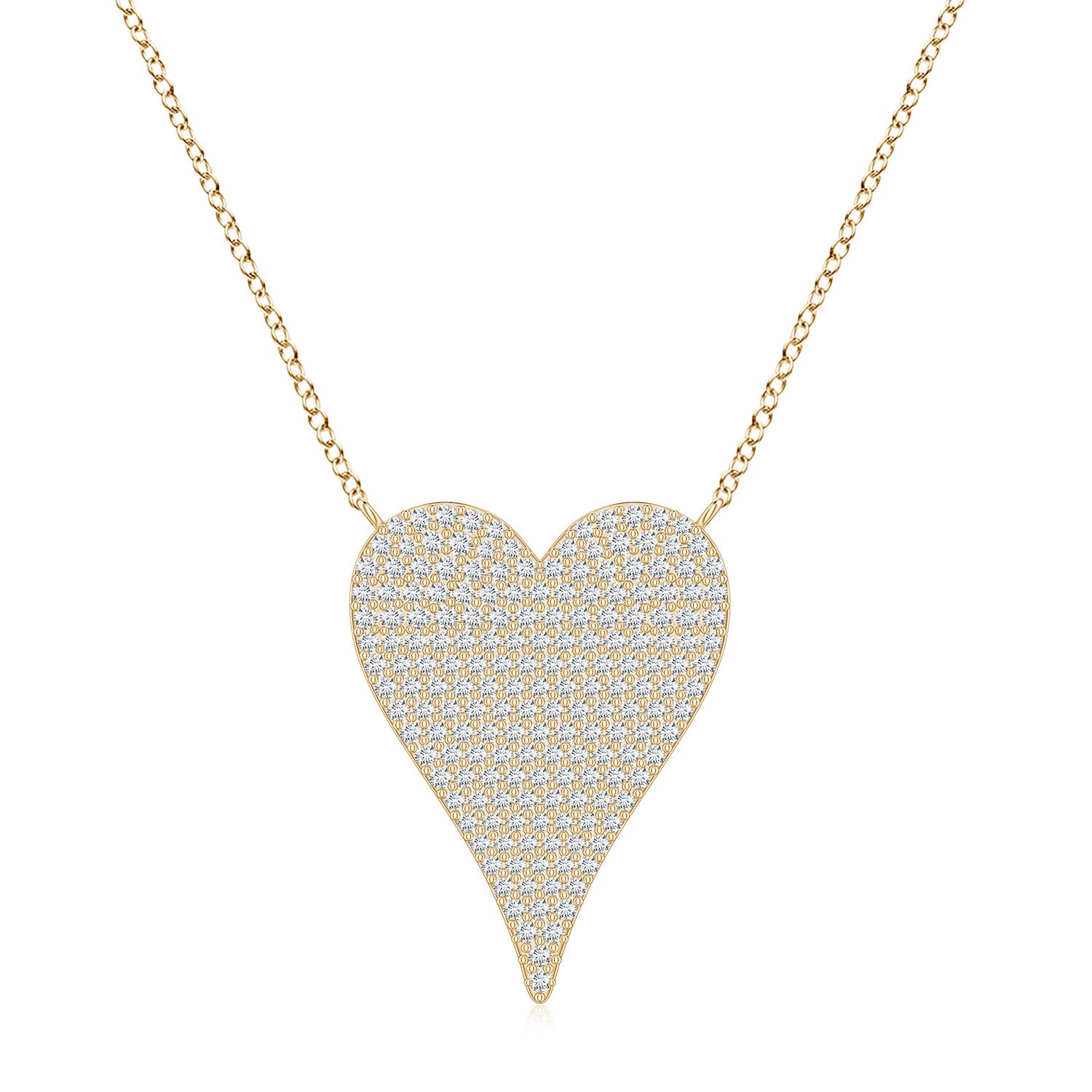 1.2mm FGVS Pavé Lab-Grown Diamond Elongated Heart Pendant in 18K Yellow Gold