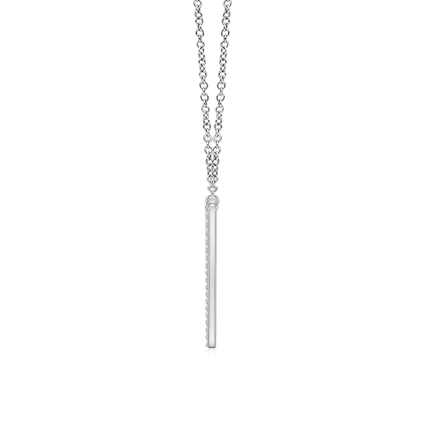 1mm FGVS Pavé Lab-Grown Diamond Elongated Heart Pendant in 18K White Gold