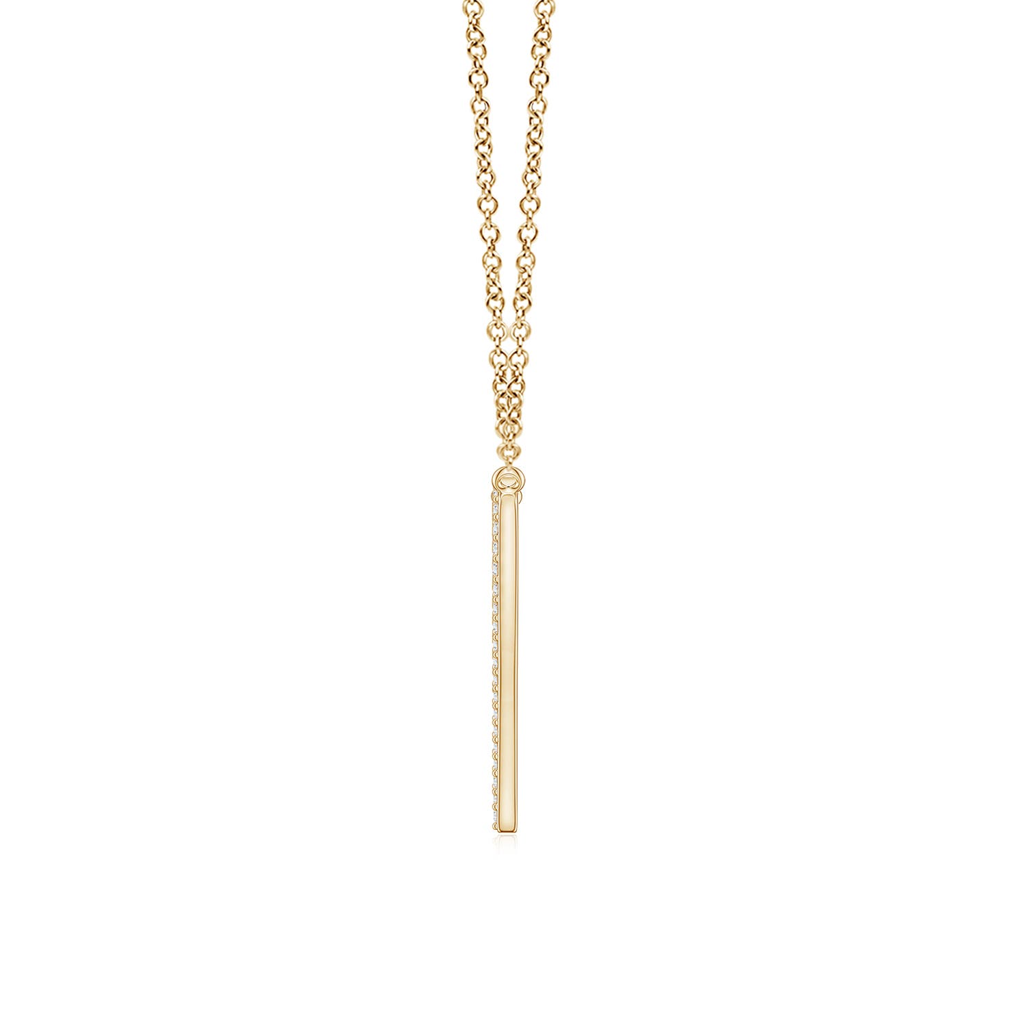1mm FGVS Pavé Lab-Grown Diamond Elongated Heart Pendant in 18K Yellow Gold