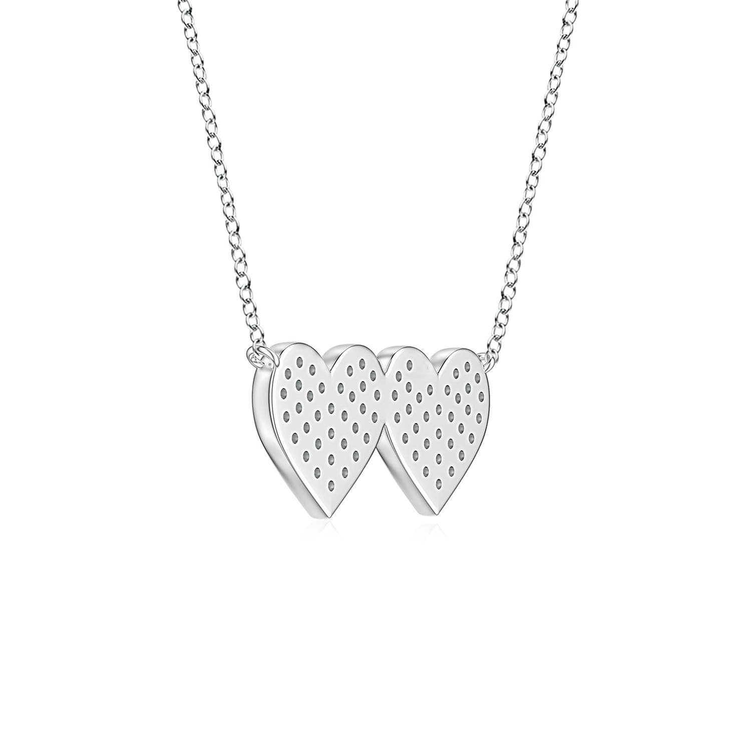 0.9mm FGVS Pavé Lab-Grown Diamond Double Heart Pendant in White Gold