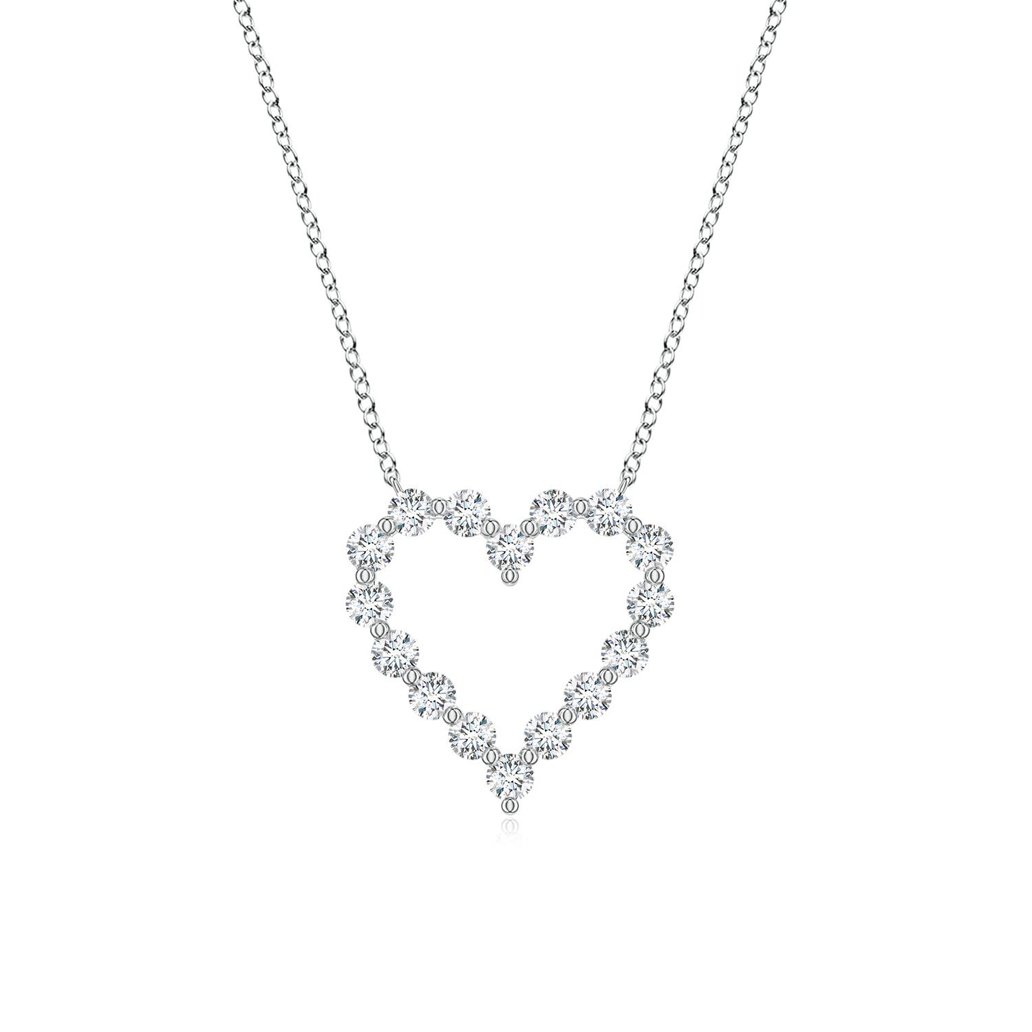 1.8mm FGVS Single Prong-Set Lab-Grown Diamond Open Heart Pendant in 18K White Gold
