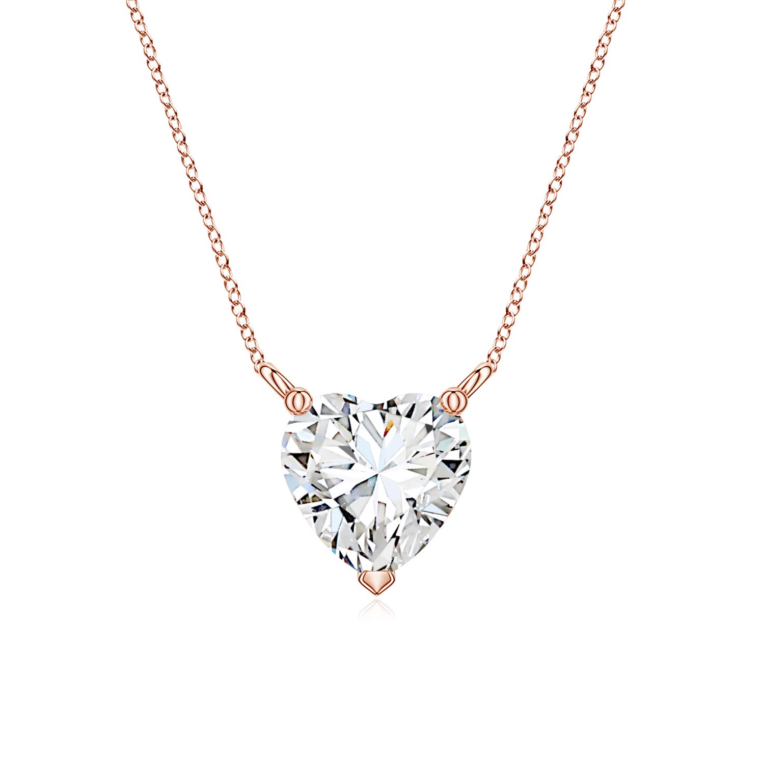 6mm FGVS Heart Lab-Grown Diamond Solitaire Pendant in Rose Gold