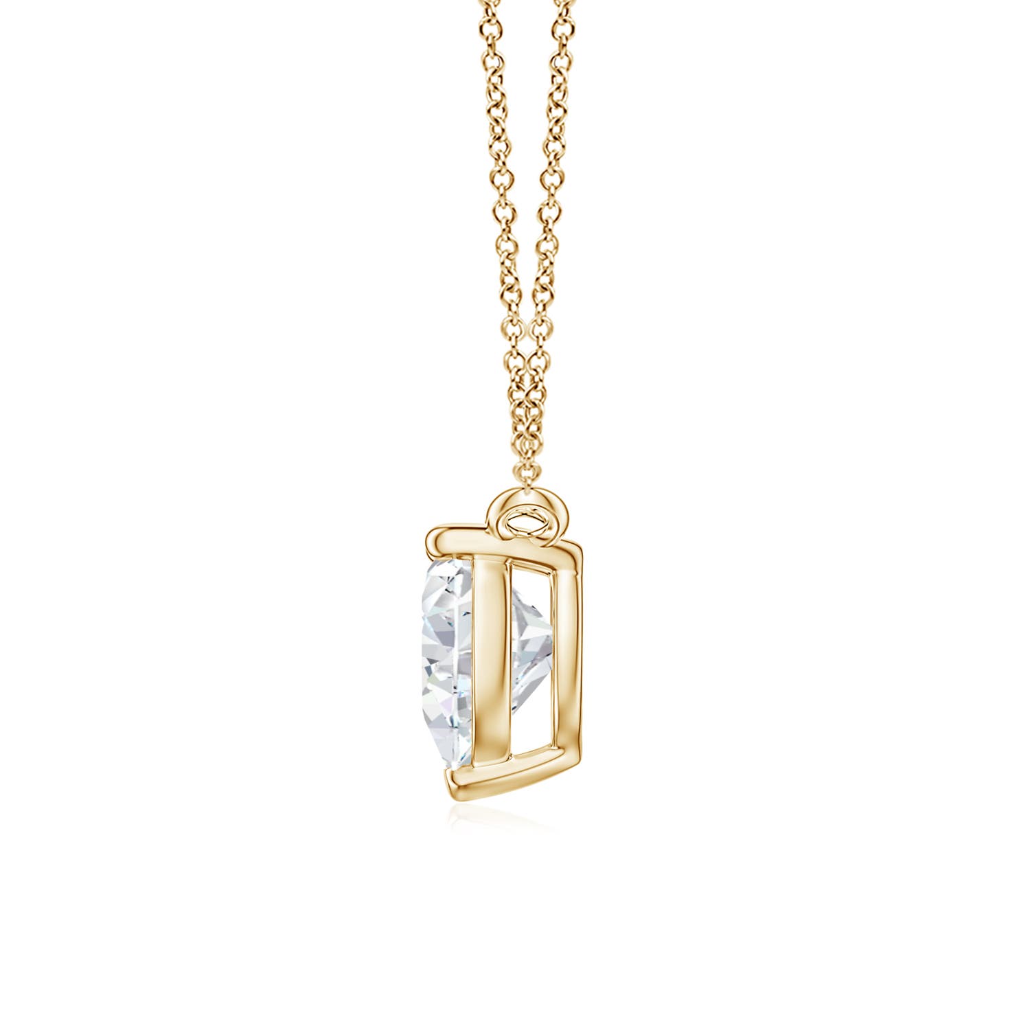 6mm FGVS Heart Lab-Grown Diamond Solitaire Pendant in Yellow Gold - side 3