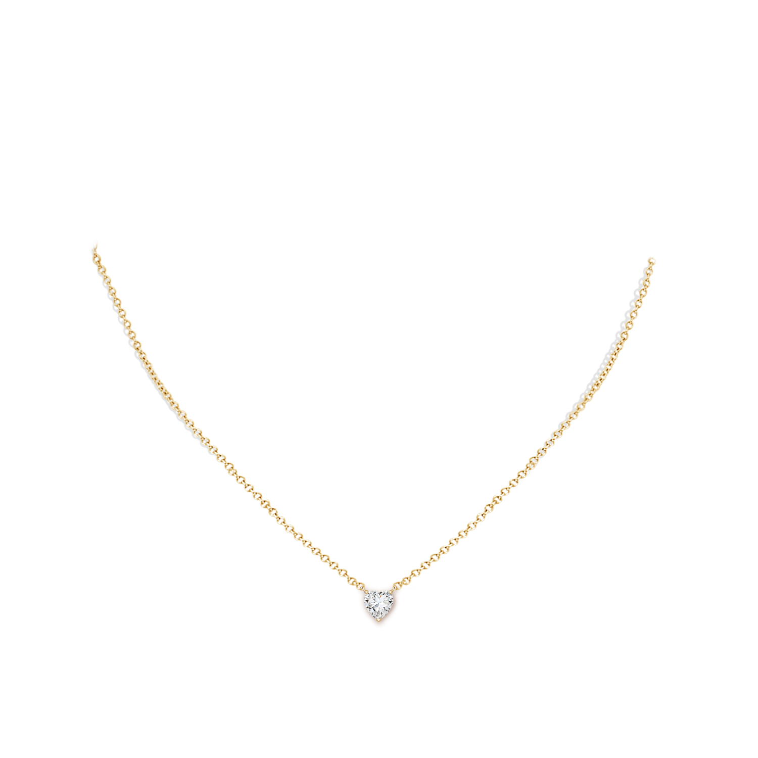 6mm FGVS Heart Lab-Grown Diamond Solitaire Pendant in Yellow Gold - body_neck