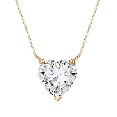 8mm FGVS Heart Lab-Grown Diamond Solitaire Pendant in Yellow Gold