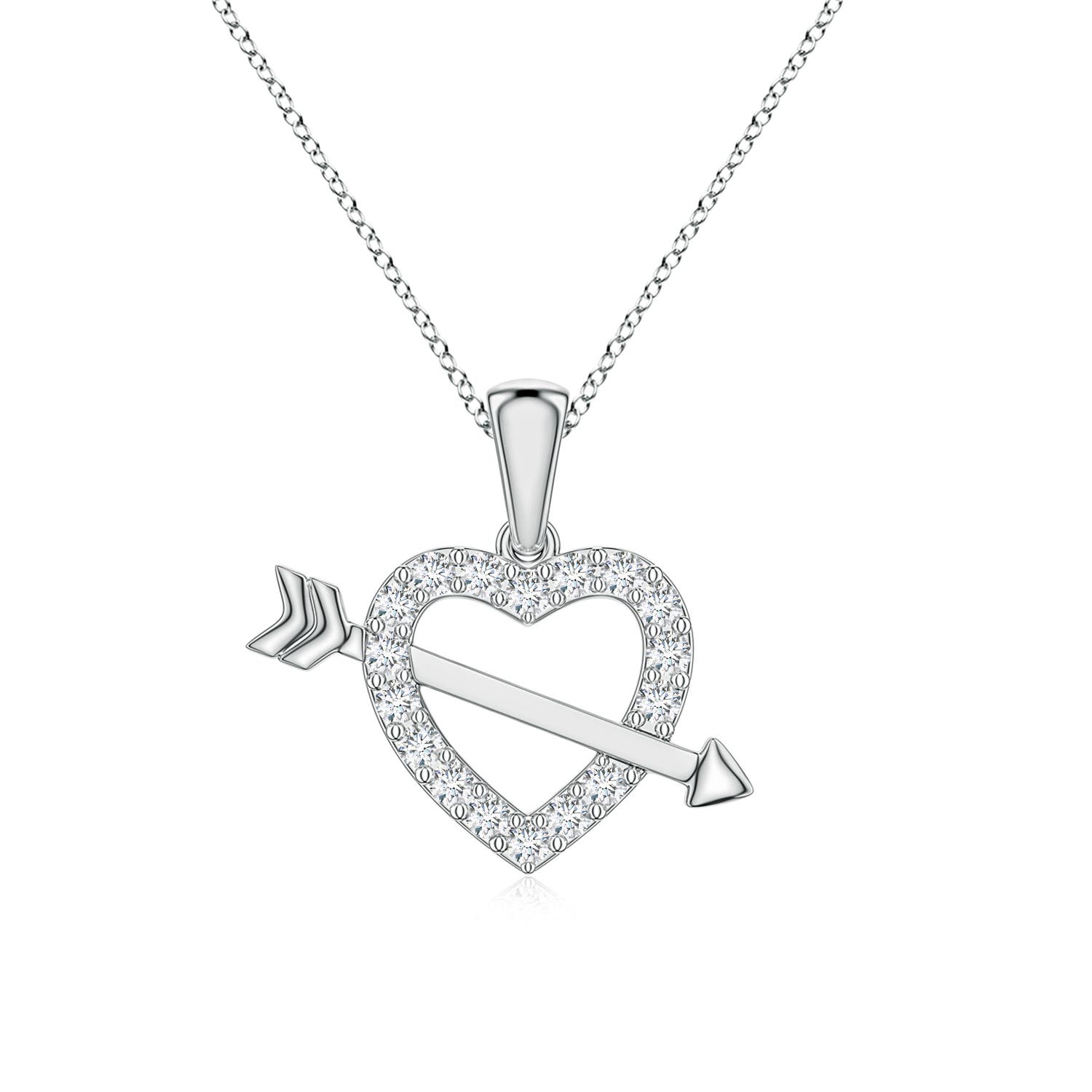1.2mm FGVS Lab-Grown Diamond Heart and Arrow Pendant in 18K White Gold