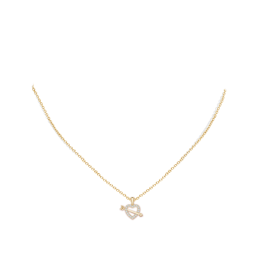 1.2mm FGVS Lab-Grown Diamond Heart and Arrow Pendant in Yellow Gold - body_neck