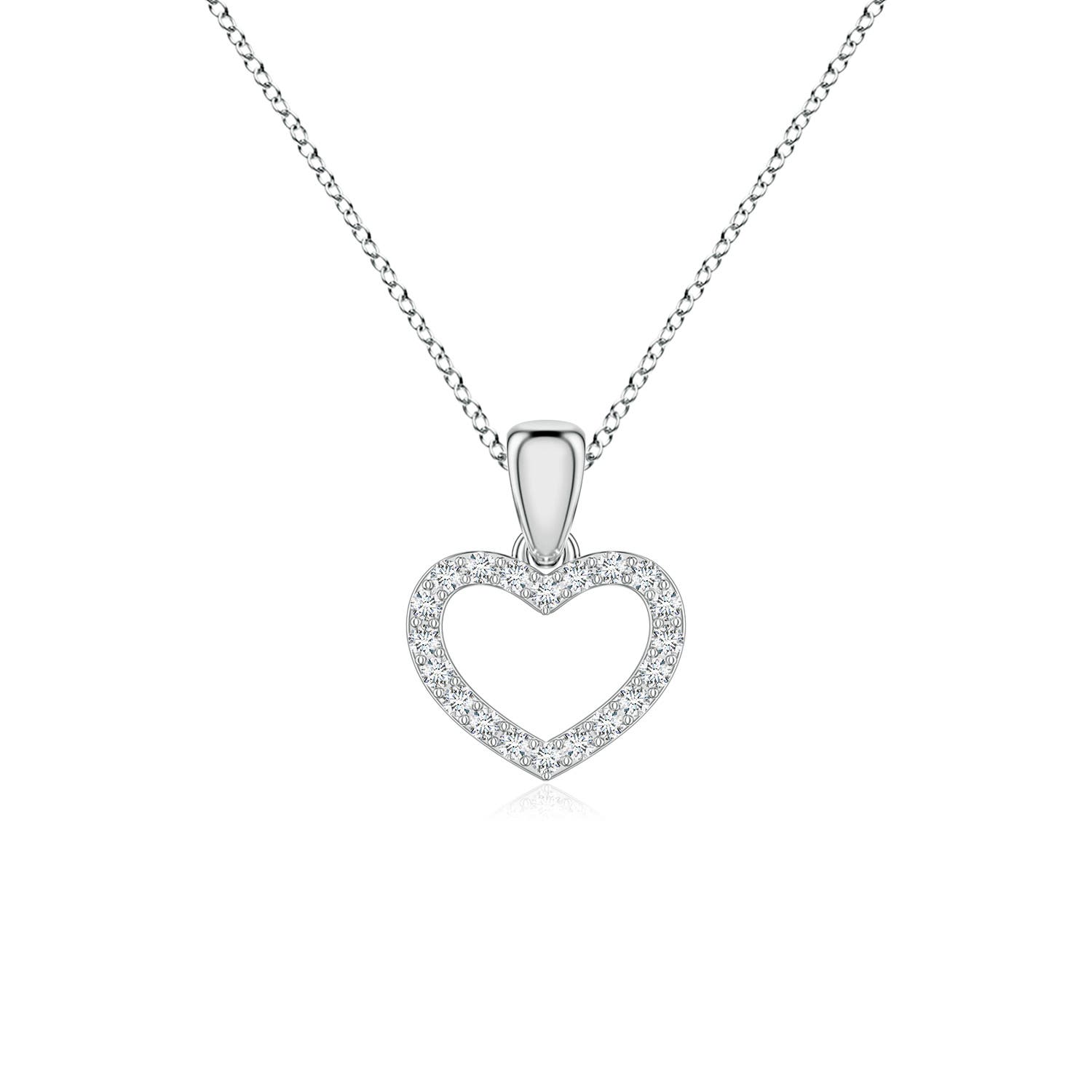 0.8mm FGVS Lab-Grown Diamond Open Heart Pendant in 18K White Gold