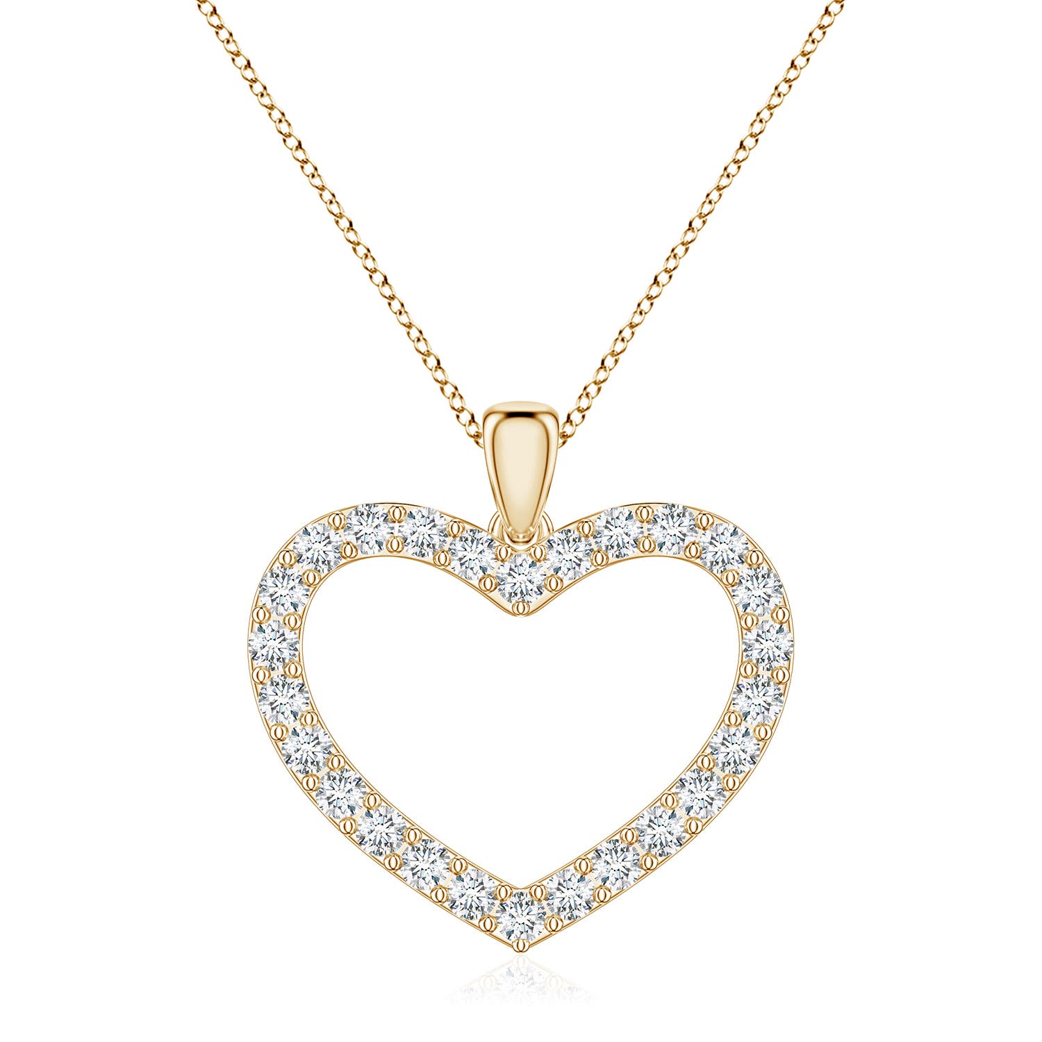 1.2mm FGVS Lab-Grown Diamond Open Heart Pendant in Yellow Gold