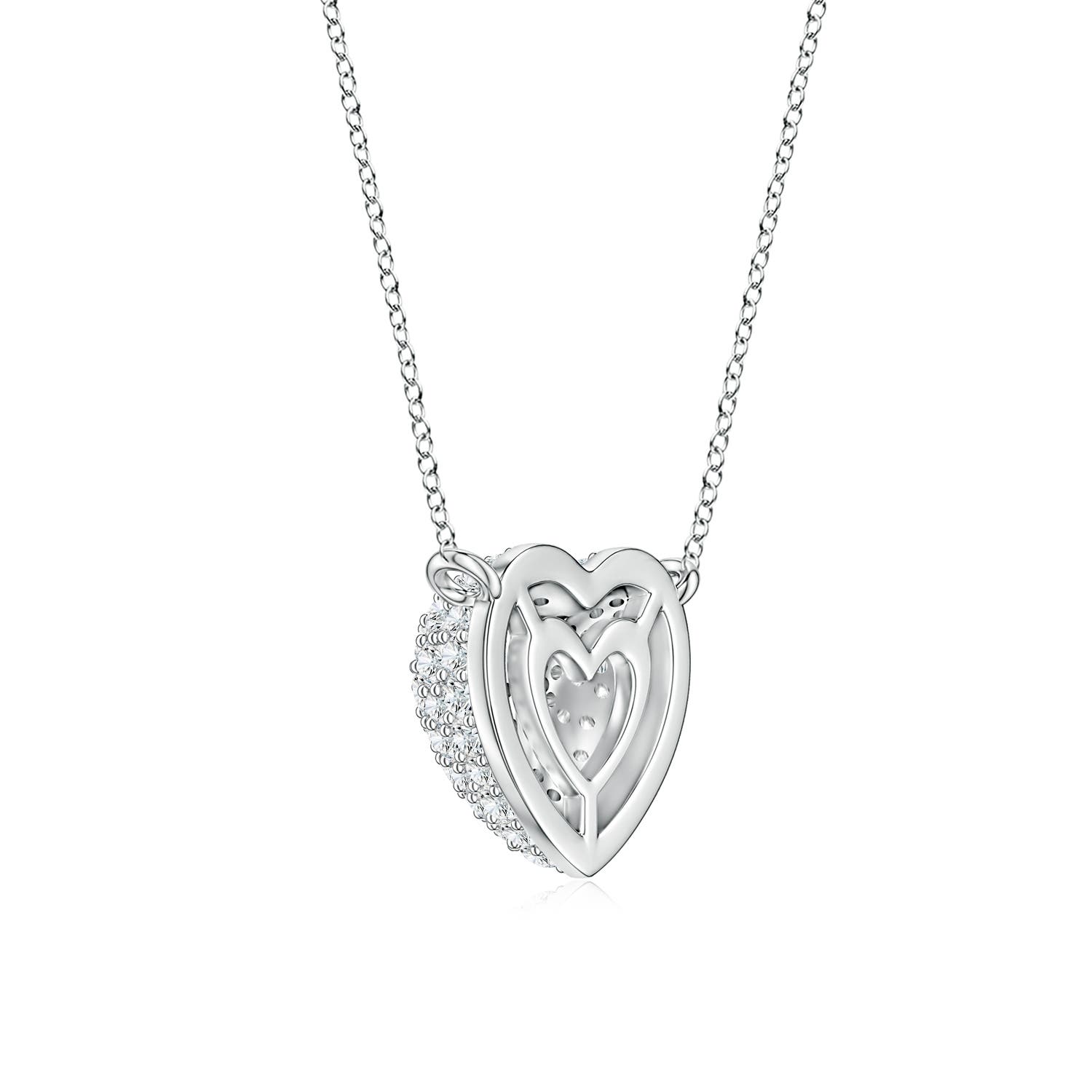0.9mm FGVS Pavé Lab-Grown Diamond Heart Dome Pendant in White Gold