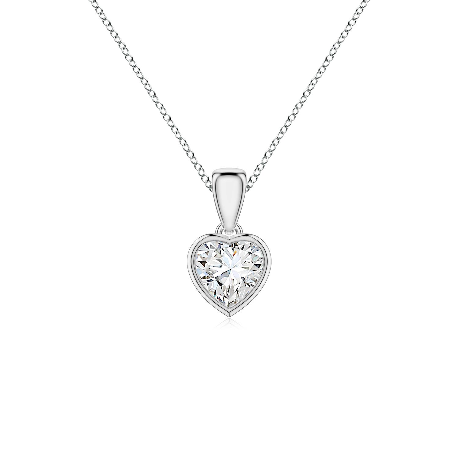 5mm FGVS Bezel-Set Heart Lab-Grown Diamond Solitaire Pendant in S999 Silver