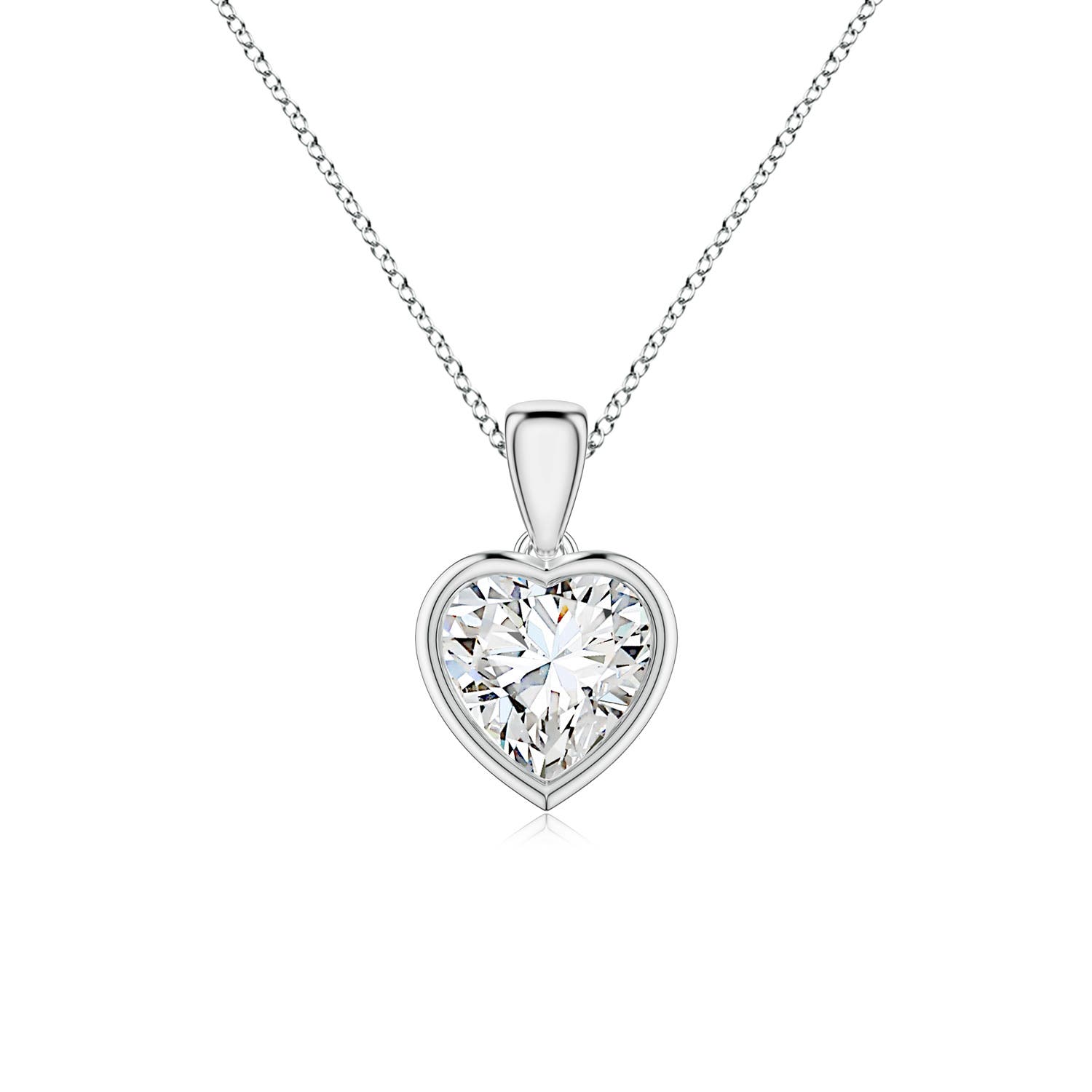 6.5mm FGVS Bezel-Set Heart Lab-Grown Diamond Solitaire Pendant in White Gold