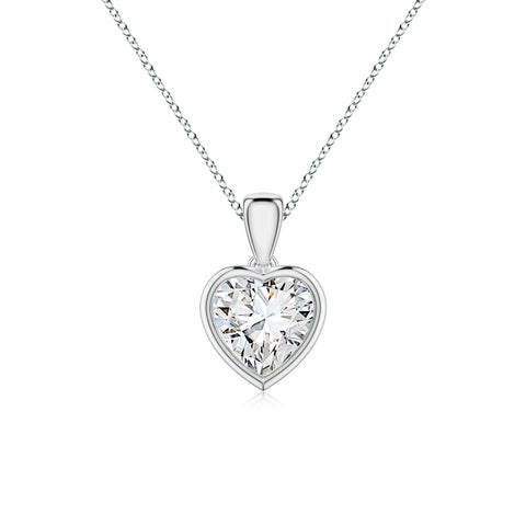 6.5mm FGVS Bezel-Set Heart Lab-Grown Diamond Solitaire Pendant in White Gold