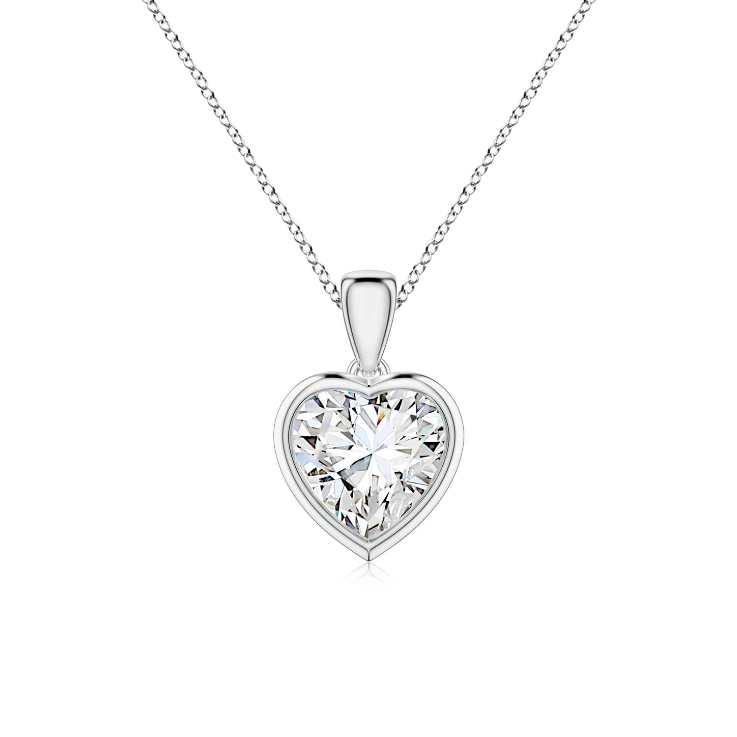 7.5mm FGVS Bezel-Set Heart Lab-Grown Diamond Solitaire Pendant in S999 Silver