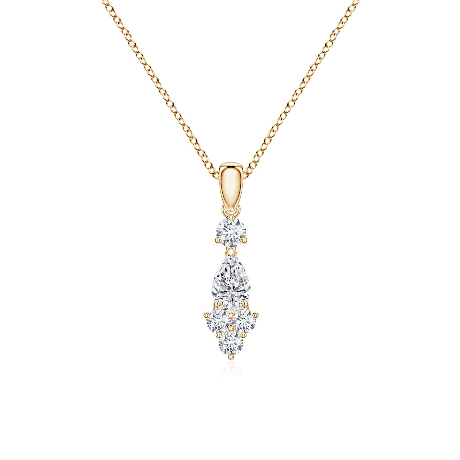 6x4mm FGVS Pear Lab-Grown Diamond Trio Cluster Drop Pendant in 18K Yellow Gold