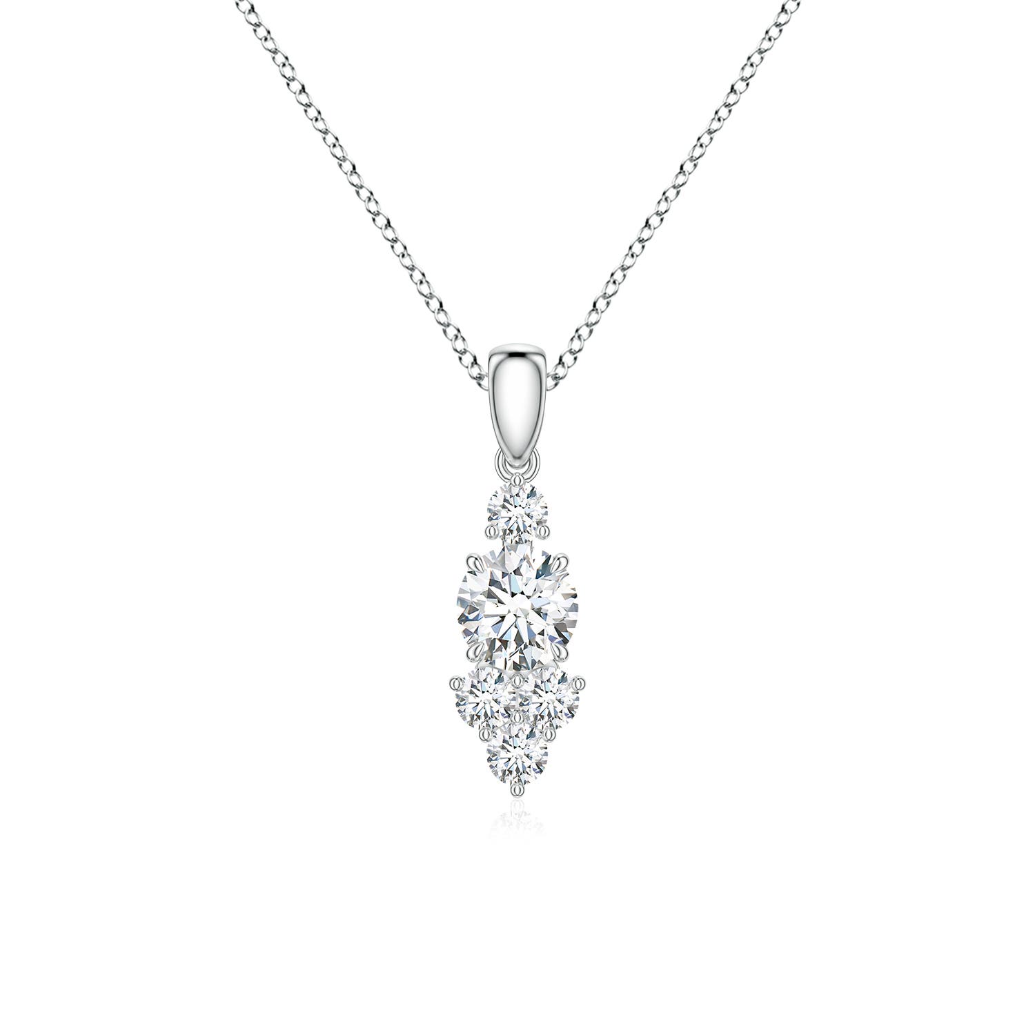 5mm FGVS Round Lab-Grown Diamond Trio Cluster Drop Pendant in 18K White Gold