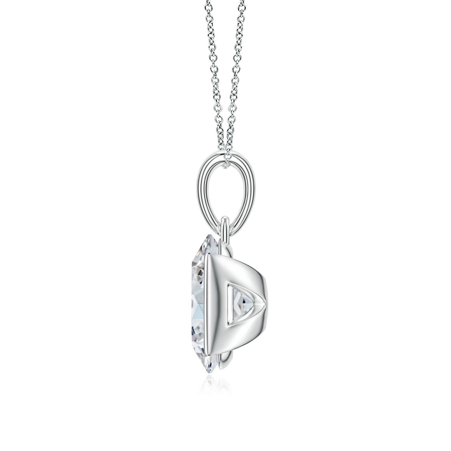 8x6mm FGVS Semi Bezel-Set Oval Lab-Grown Diamond Solitaire Pendant in White Gold