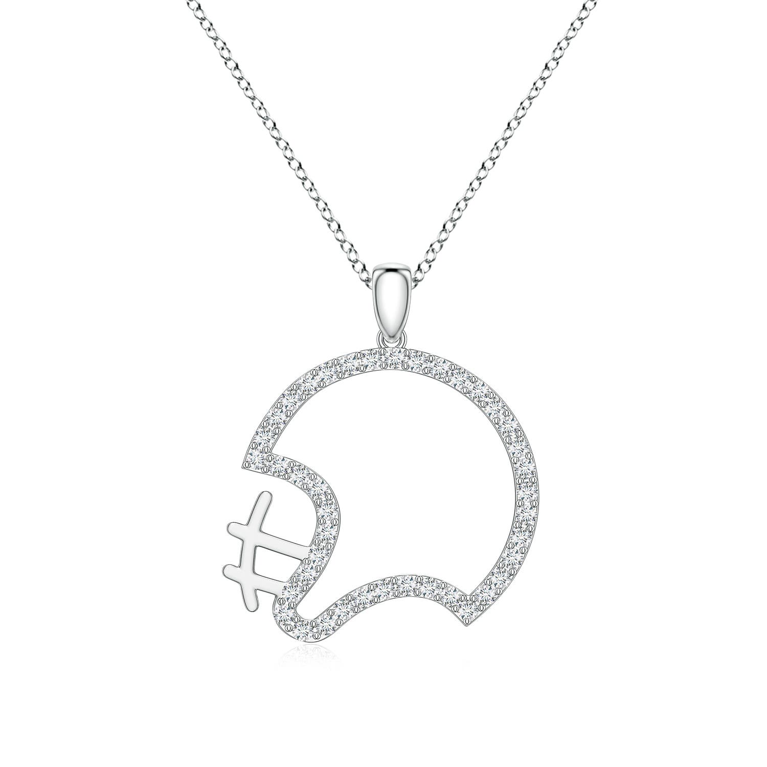 1.3mm FGVS Lab-Grown Diamond Football Helmet-Inspired Charm Pendant in 18K White Gold