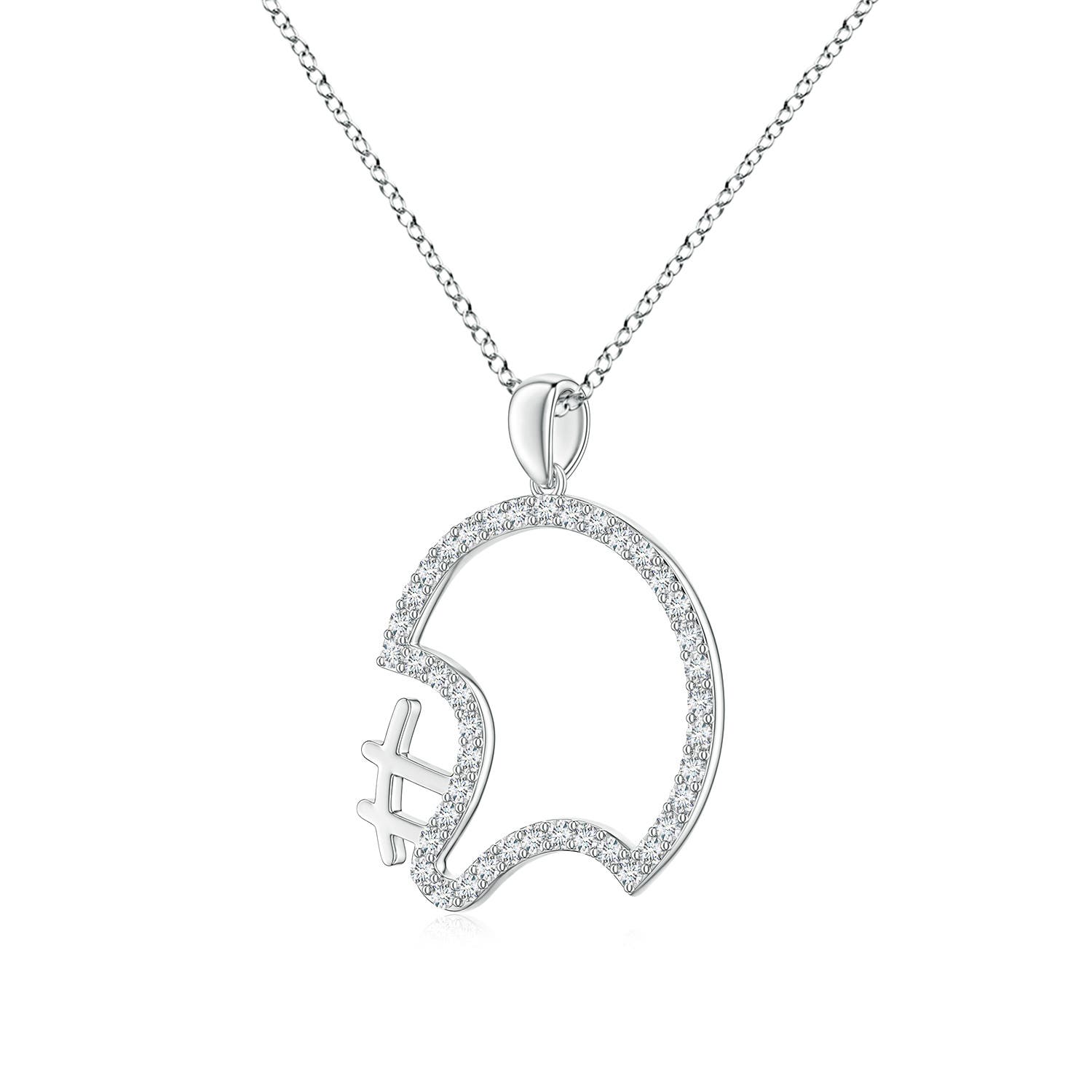 1.3mm FGVS Lab-Grown Diamond Football Helmet-Inspired Charm Pendant in 18K White Gold