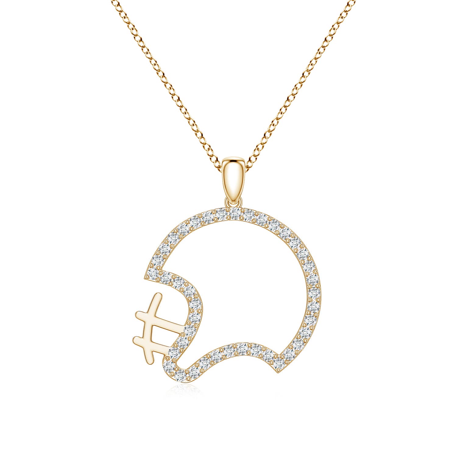1.3mm FGVS Lab-Grown Diamond Football Helmet-Inspired Charm Pendant in Yellow Gold