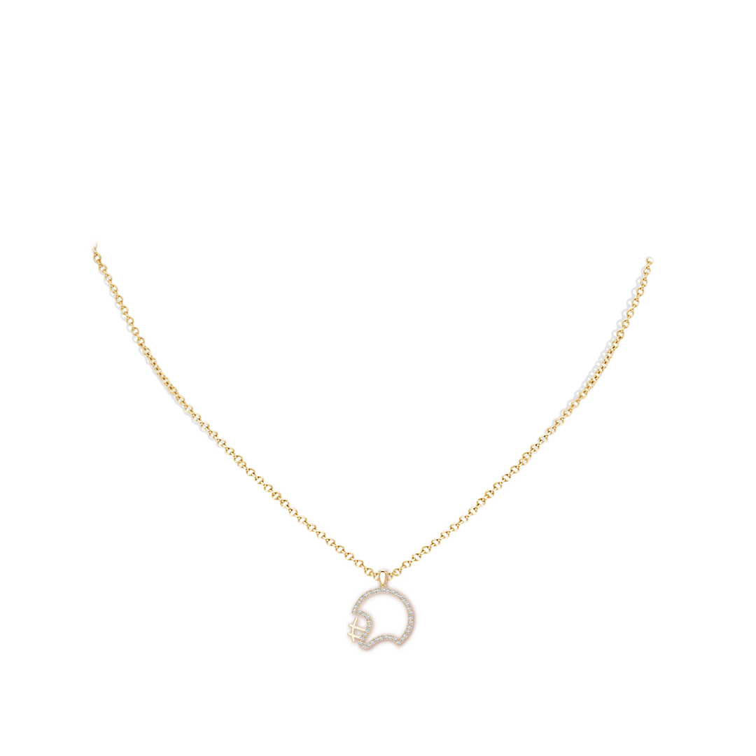 1.3mm FGVS Lab-Grown Diamond Football Helmet-Inspired Charm Pendant in Yellow Gold - body_neck