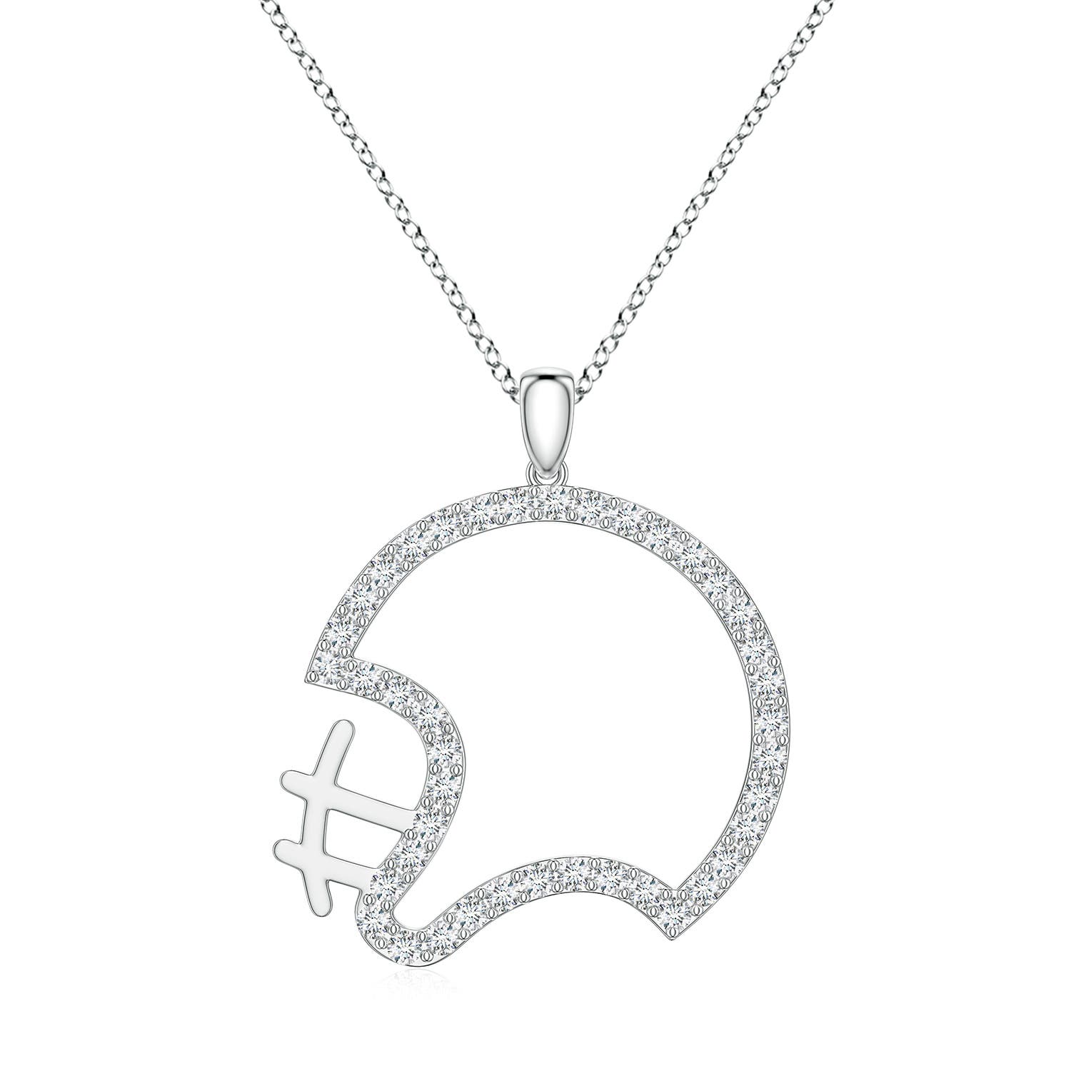 1.6mm FGVS Lab-Grown Diamond Football Helmet-Inspired Charm Pendant in 18K White Gold