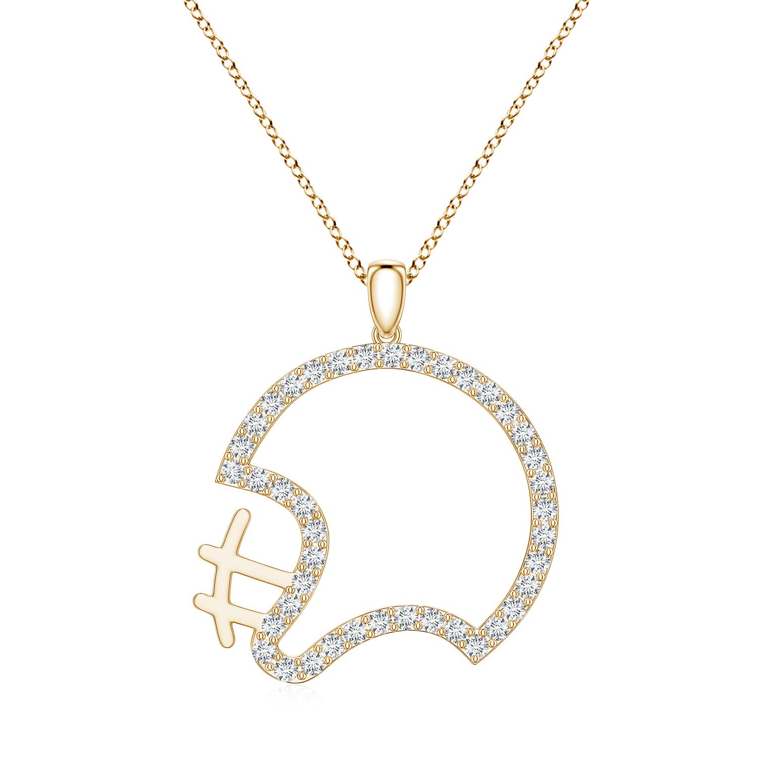 1.6mm FGVS Lab-Grown Diamond Football Helmet-Inspired Charm Pendant in Yellow Gold